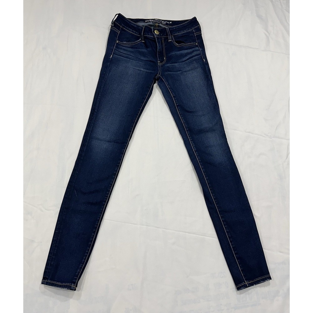 American Eagle‎ Womens Super Stretch Dark Wash Denim Jeggings Jeans Size 4